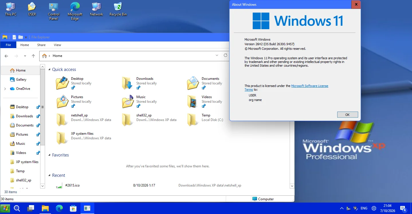 Windows 11 26H2 transformed to Windows XP b.webp