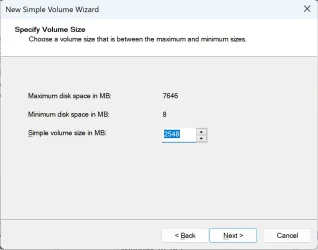 Formatting in Disk Manager size of volume.webp
