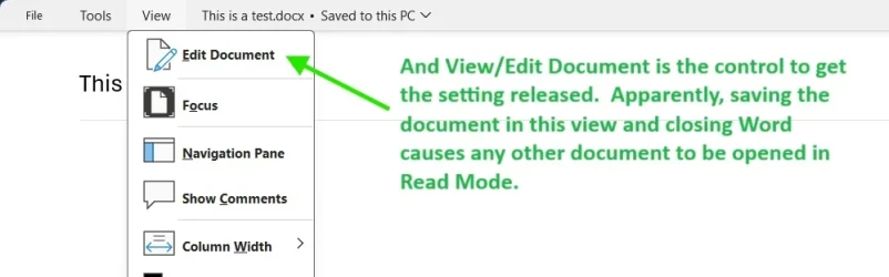 Word Read Mode - change back to Edit.webp
