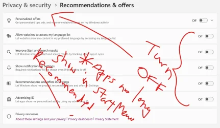 Resolve_Turn options OFF on Privacy and Security_Recommendation and Offers.webp