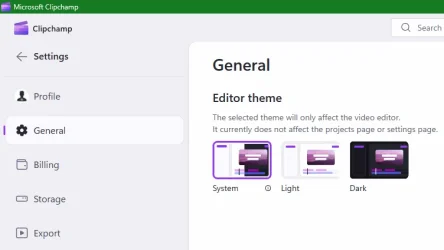 Clipchamp General Settings.webp