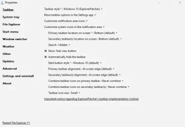 1.1 ExpPatcher, Taskbar, style - Windows 10-EP.webp