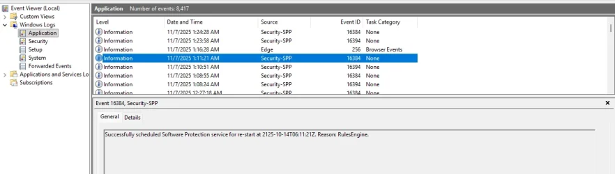 専用⑥ Event Viewer - Security-SPP 16384 and 16394 | Windows 11 Forum