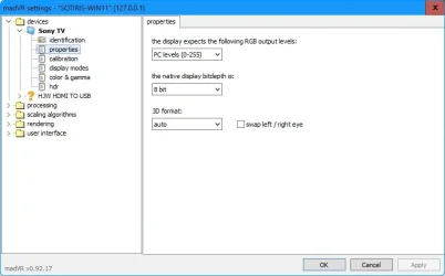 Sony TV MadVR properties.webp