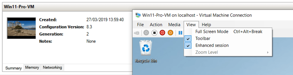 W11 VM with Enhanced session.PNG