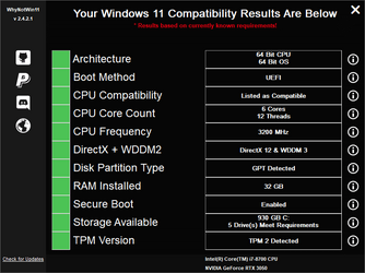 GitHub - rcmaehl/WhyNotWin11: Detection Script to help identify why your PC  is not Windows 11 Release Ready. Now Supporting Update Checks!