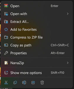 New context menu