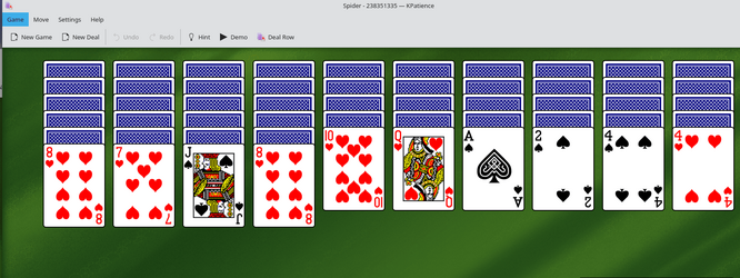 Game Spider Solitaire 2 suits 