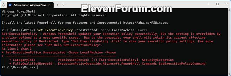 Setting the PowerShell Execution Policy