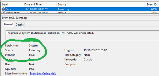 Unexpected shutdown event - Log name, Source, EventID.png