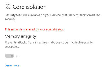 WINDOWS 10 SECURITY PAGE SHOWING CORE ISOLATION TURNED ON READY TO GO FOR W11.jpg