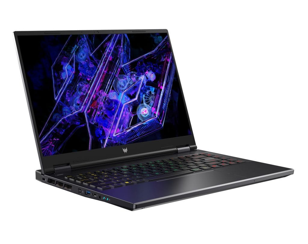 Laptop open and facing right