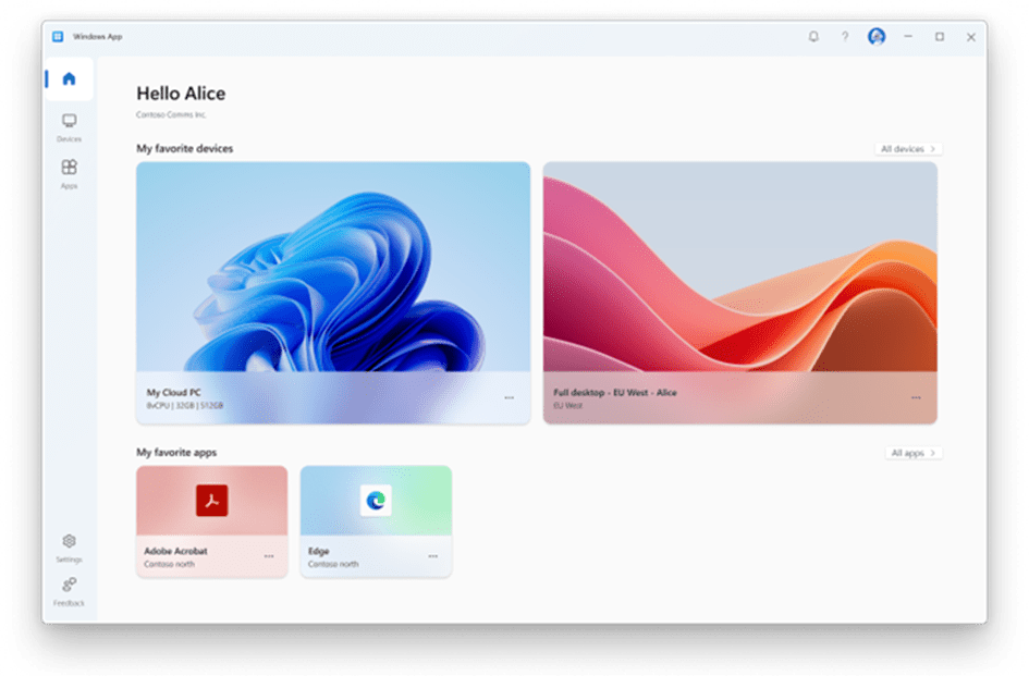Windows App screen