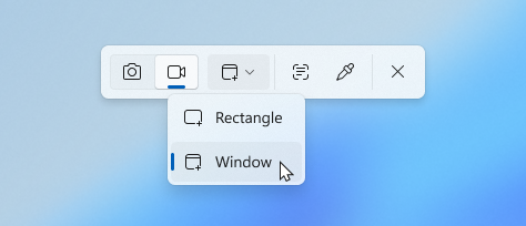 New option to set recording region by selecting a specific app window in the Snipping Tool toolbar. New option to set recording region by selecting a specific app window in the Snipping Tool toolbar.