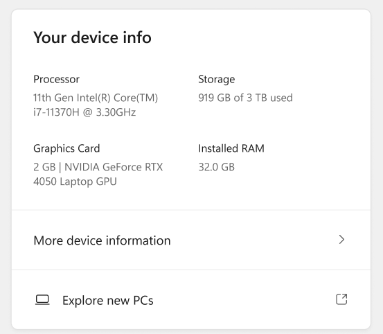 New Device Card for Settings Home.