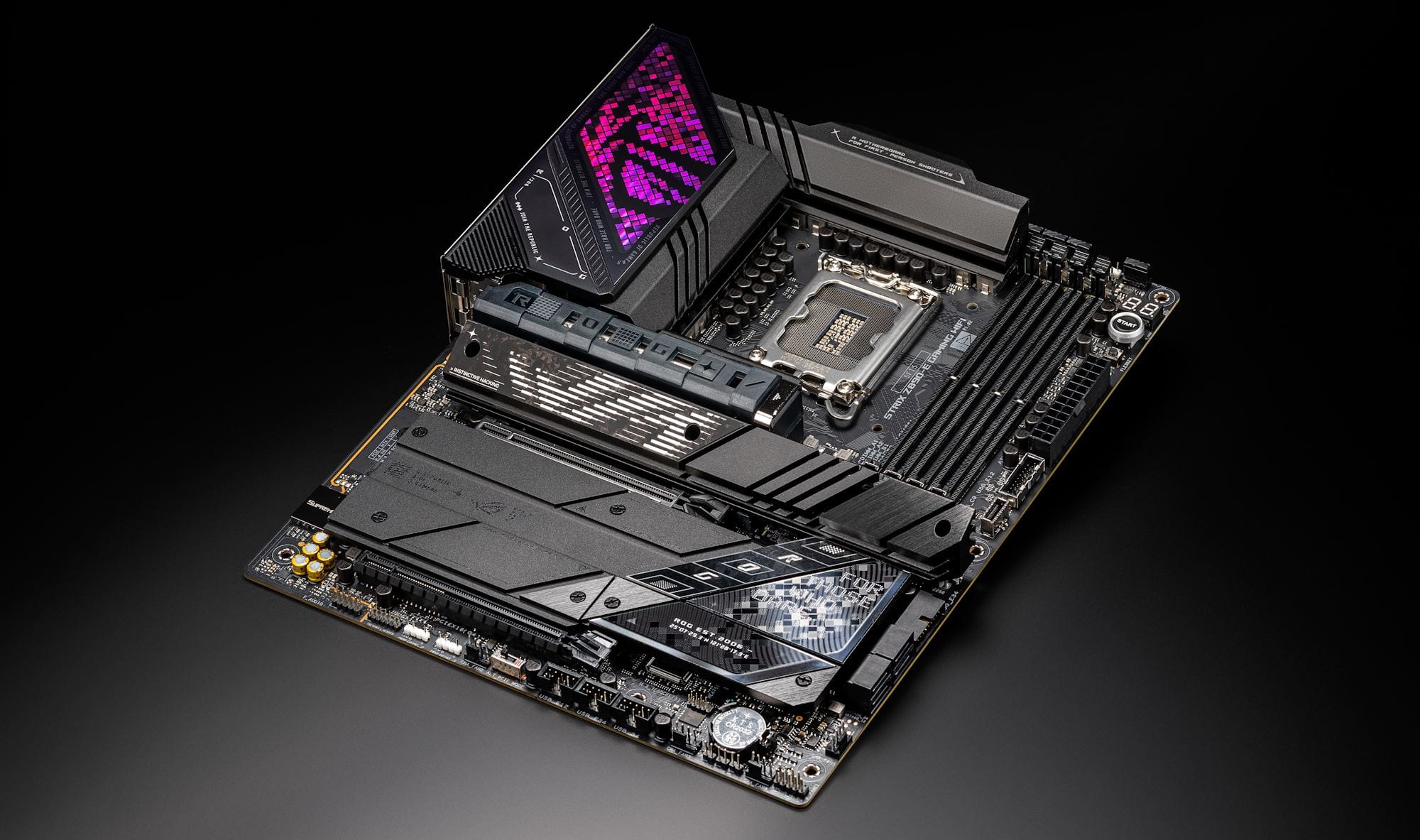 A full view of the ROG Strix Z890-E Gaming WiFi motherboard