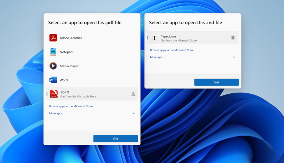 Choose an app to open files—now with direct Microsoft Store integration.