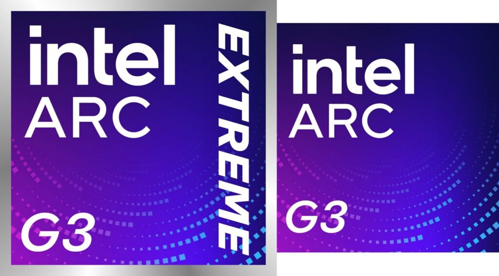 closeups of Intel ARC G3 Extreme chip and G3 chip