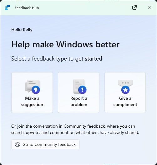 The new focused feedback experience. 