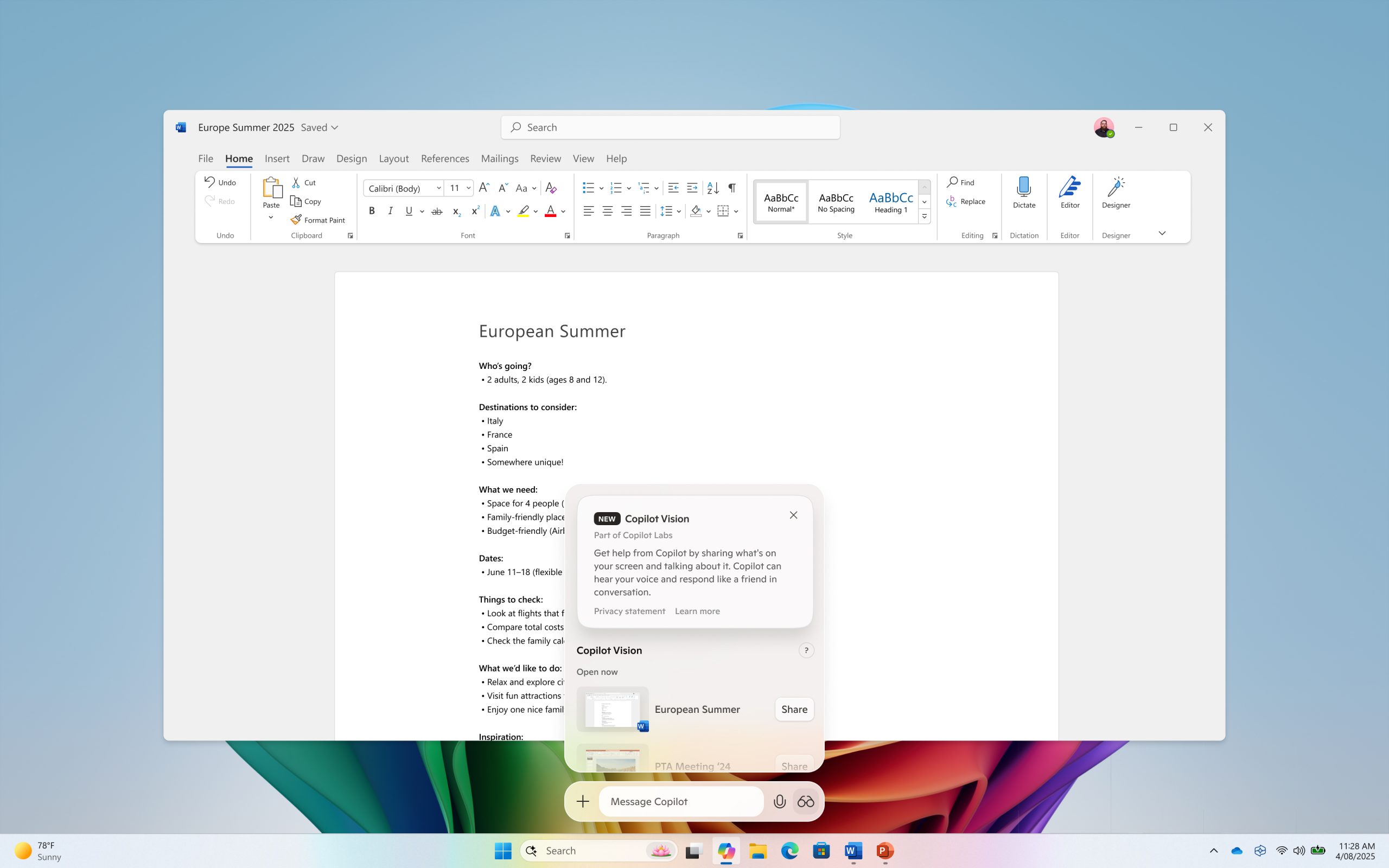 Copilot Vision on Windows.