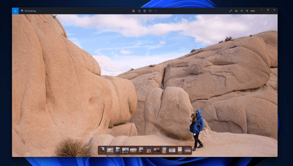 The new “filmstrip” at the bottom of the photo viewer allows you to quickly jump around your photos directly within the viewer.