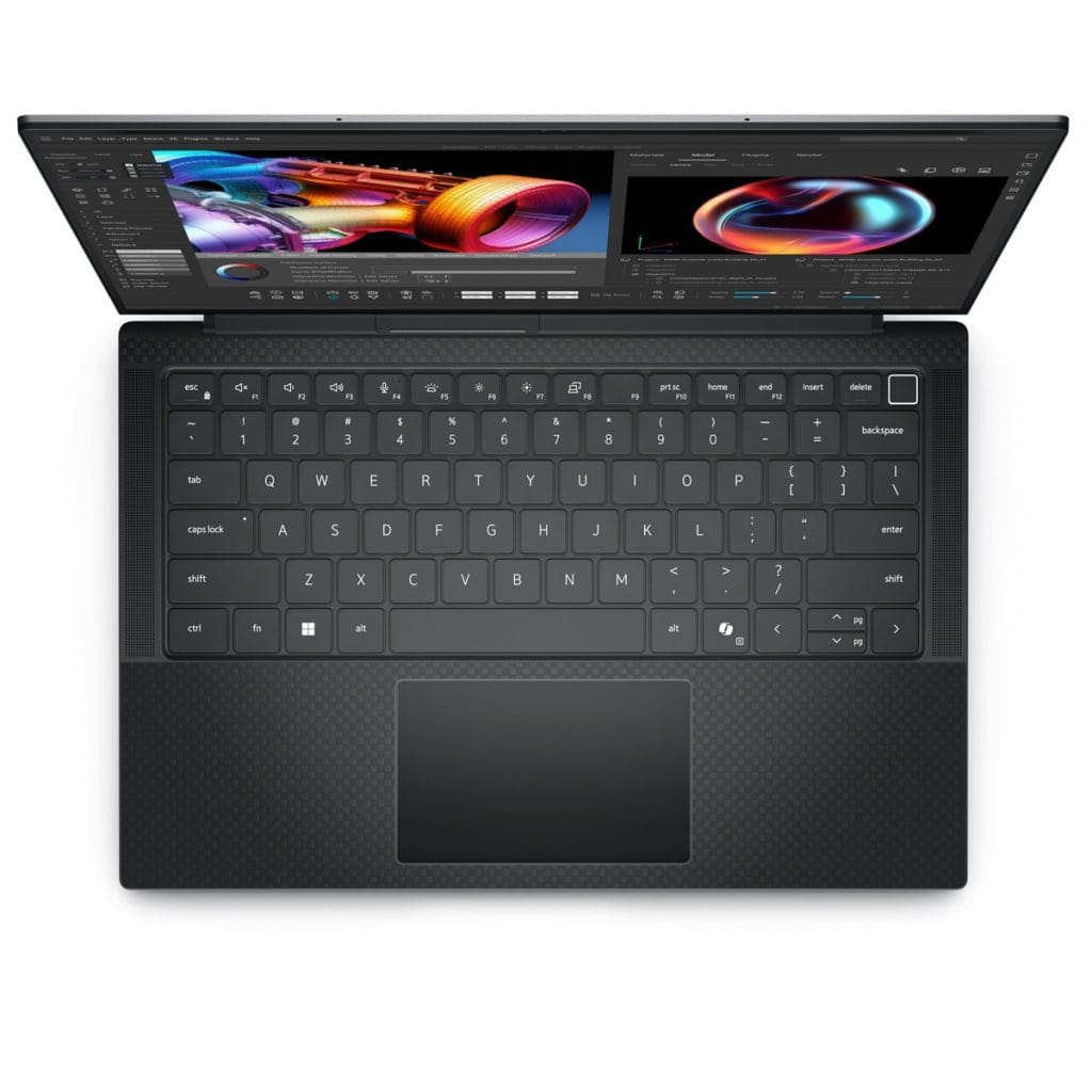 Laptop open and seen from above