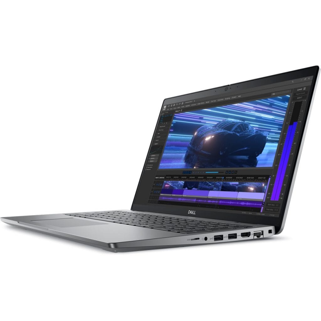 Laptop open and facing left