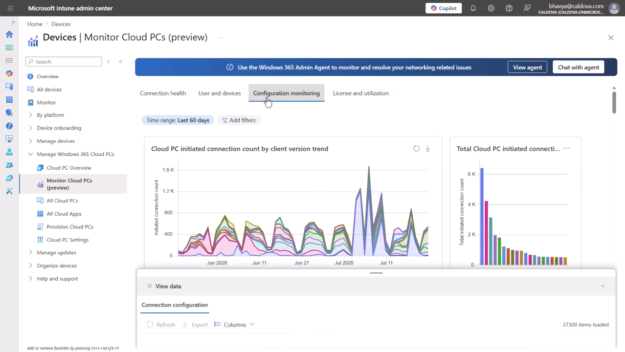 Windows 365 monitoring and reporting platform (generally available in September) and a new agent for Windows 365 administrators (limited preview).