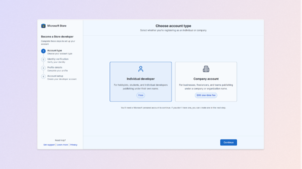 Screenshot of new onboarding process.