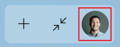 The button that shows at the top right of the board to launch Widgets settings.