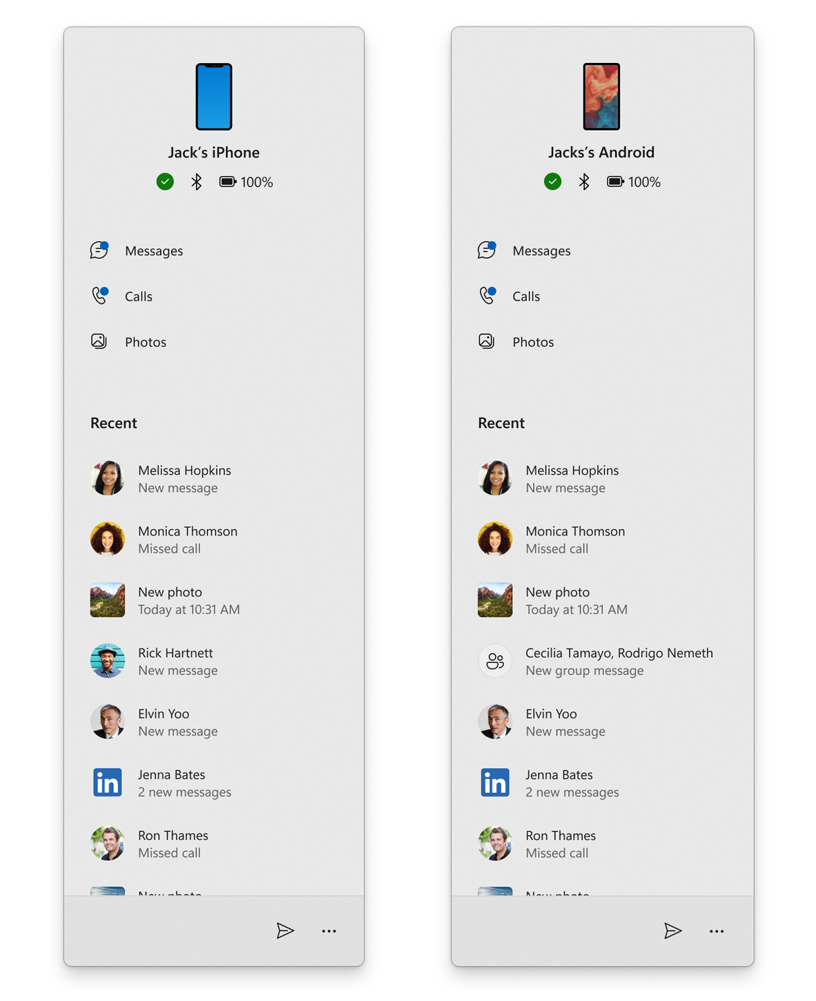 Phone companion for iPhone© and Android devices with latest Phone Link improvements.