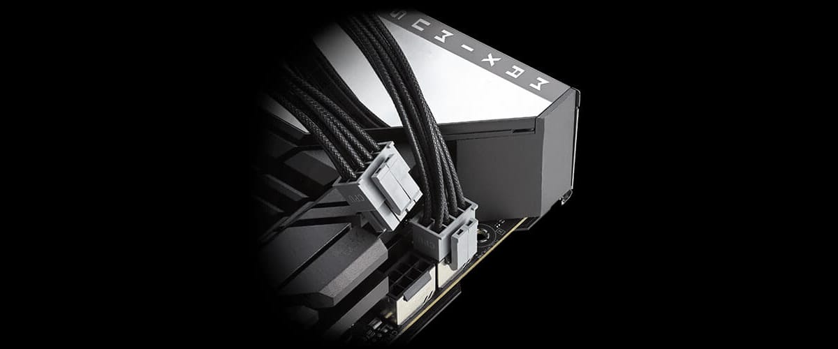 Closeup of the ROG Strix Platinum PSU series' CPU power connector slot