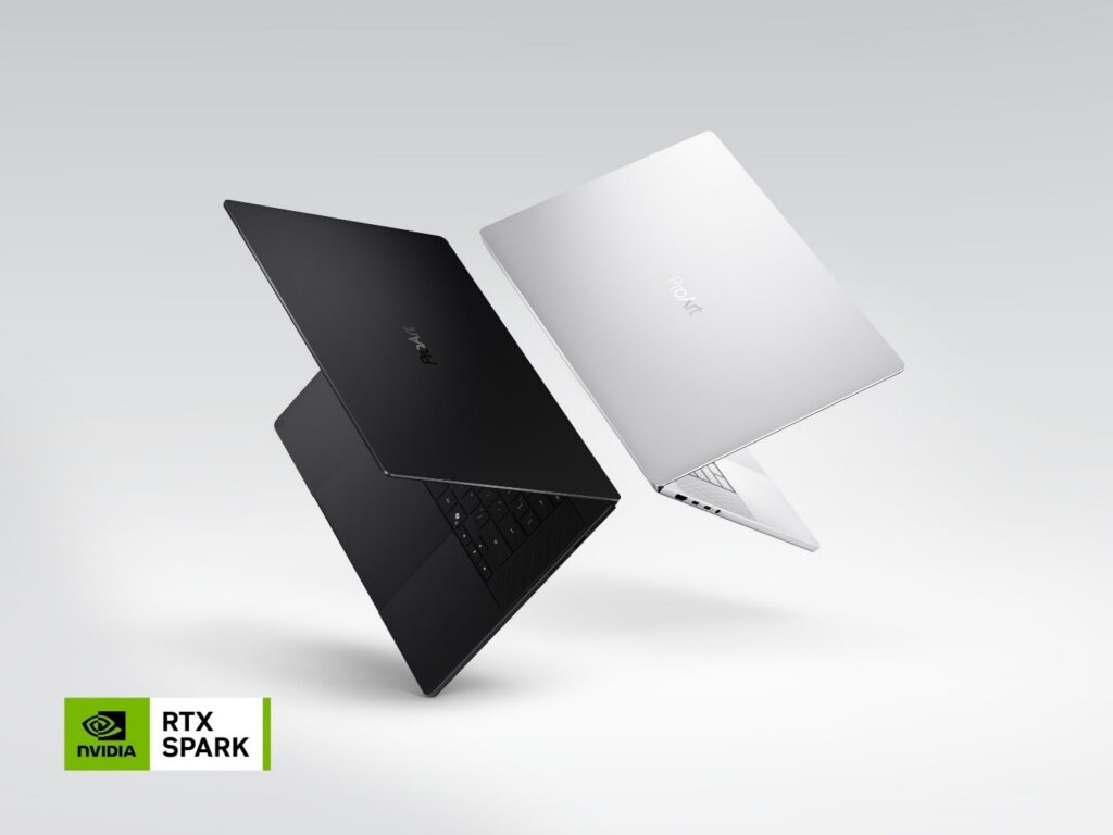 Two laptops open and floating back to back