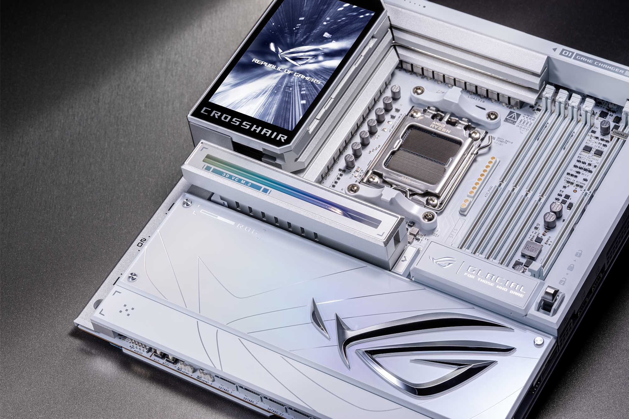 A closeup view of the armored plate that covers the PCIe expansion slots