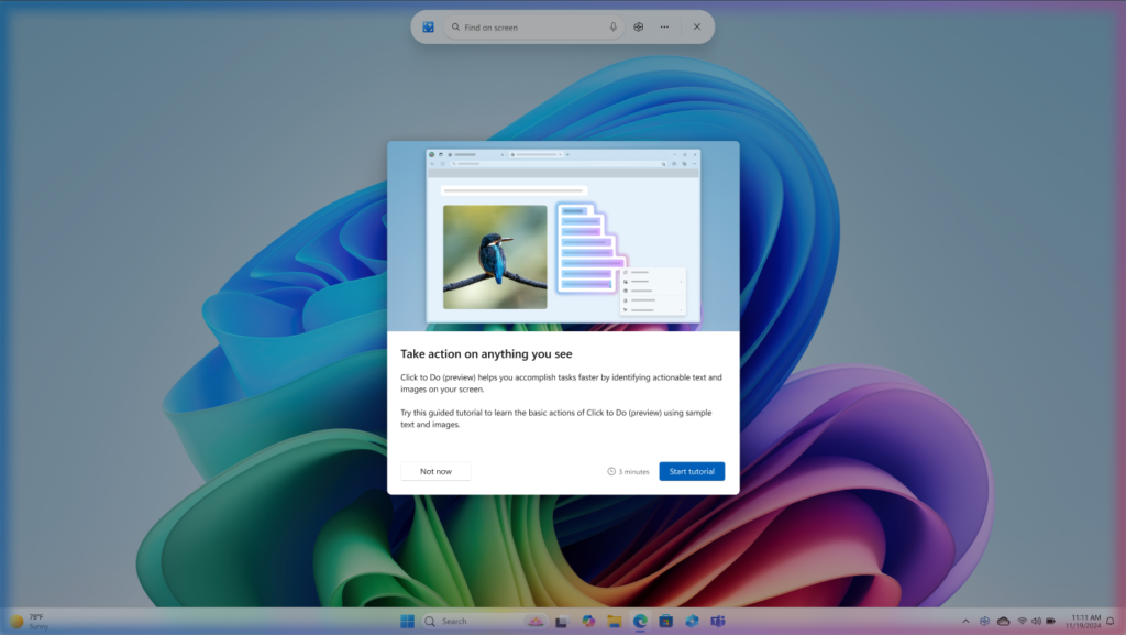 New tutorial in Click to Do on Copilot+ PCs.