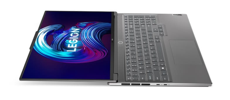 Lenovo Legion Slim 7 open and lying flat Lenovo Legion Slim 7 open and lying flat