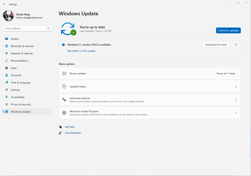 Windows 11 update screen