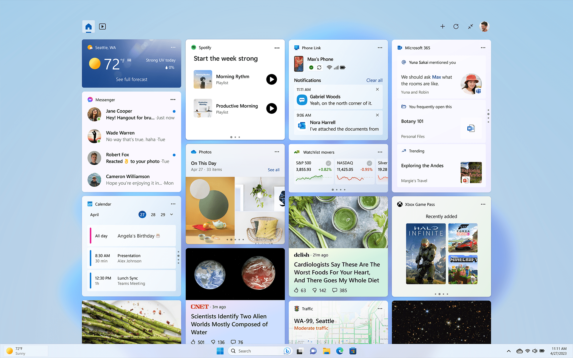 New Widgets experience in Windows 11