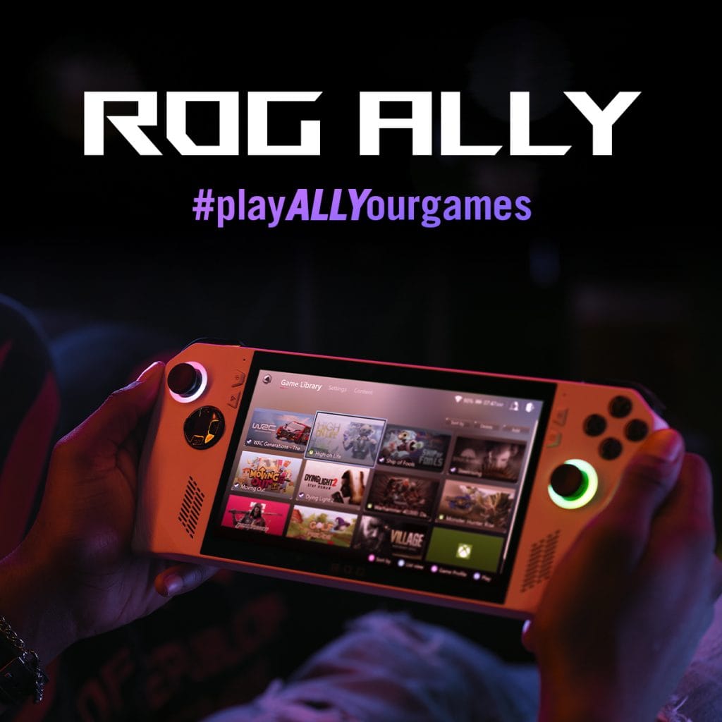 ROG ALLY device held in hands