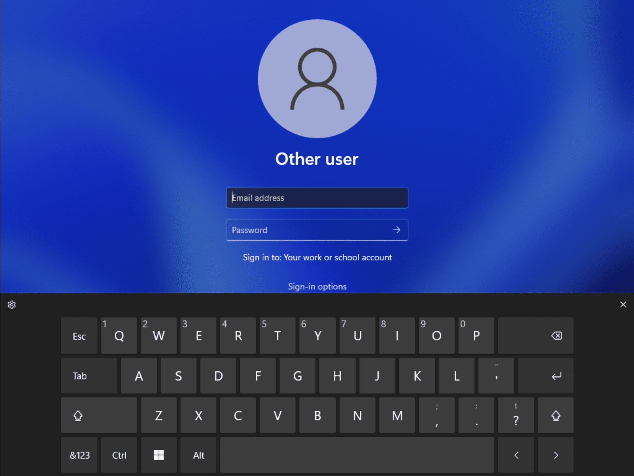 The updated touch keyboard design as seen from the Lock screen.