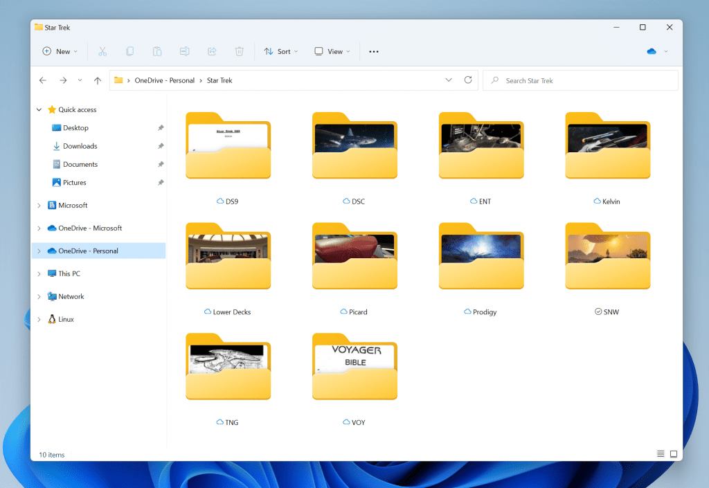Folders now show previews of the contents within them in File Explorer.
