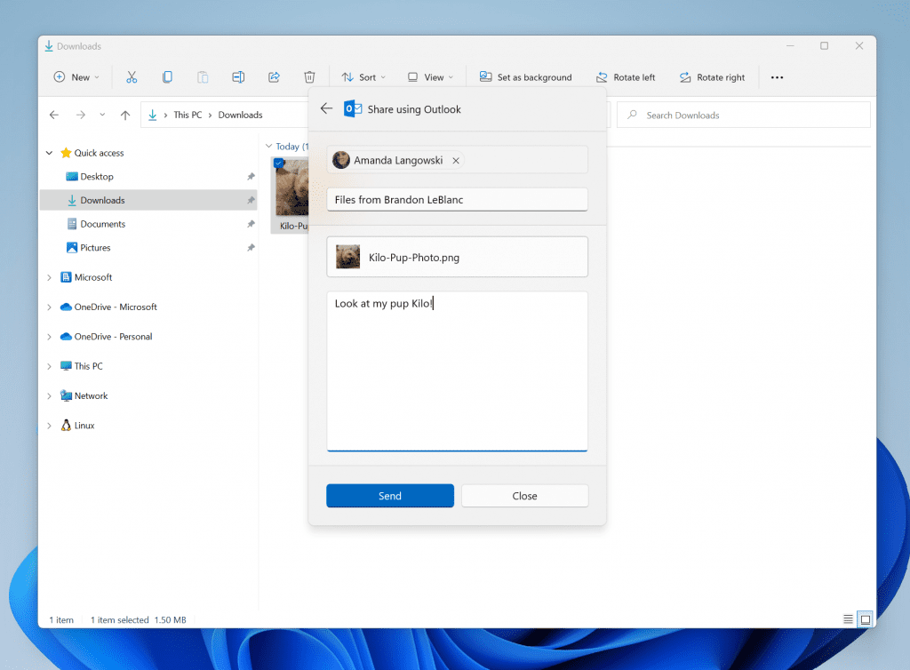 Share a local file via Outlook in File Explorer a compose an email without leaving the share window. Share a local file via Outlook in File Explorer a compose an email without leaving the share window.