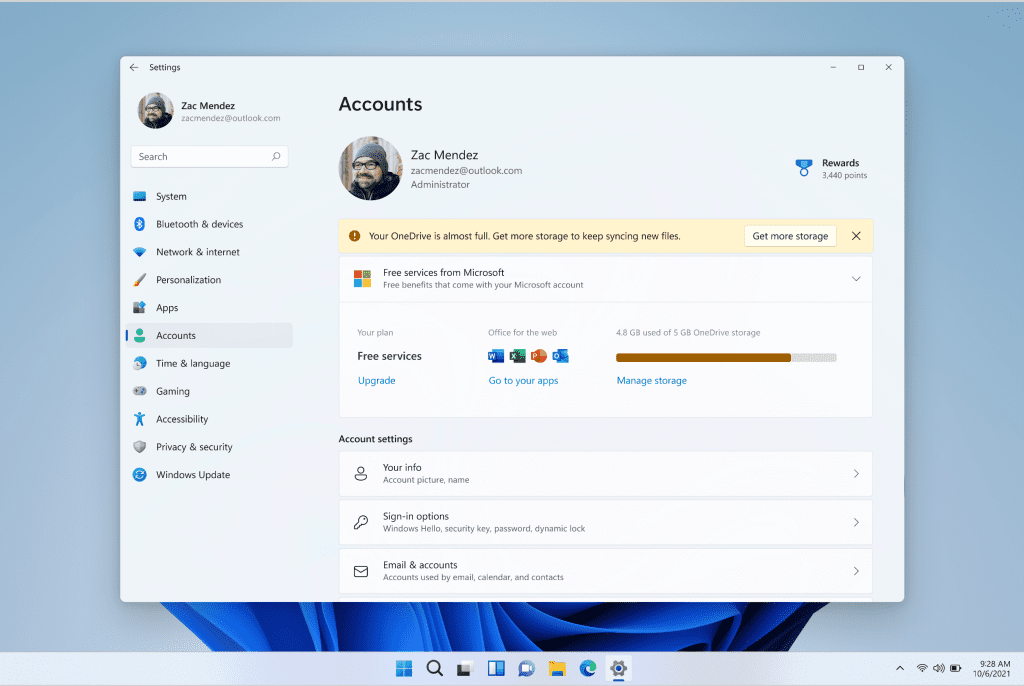 Banner shown on Account settings page alerting you about your storage usage. Banner shown on Account settings page alerting you about your storage usage.