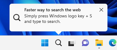 Example tip on how to better use Windows Search via the taskbar.