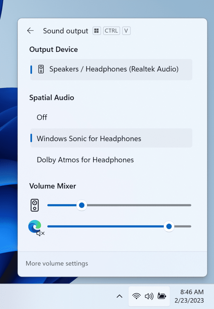 New volume mixer experience in quick settings.