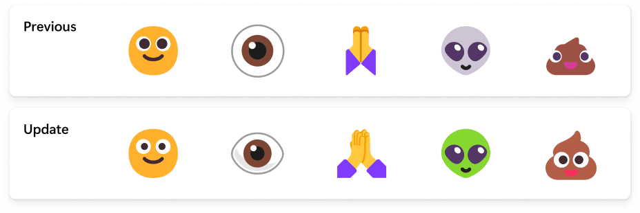 Examples of updated emoji in our current set.