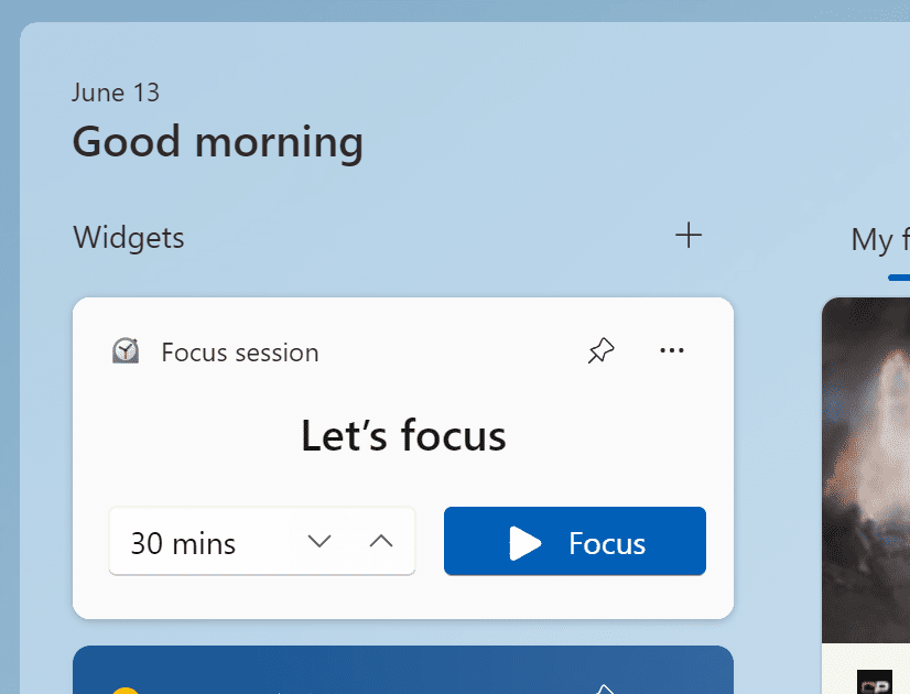 The new Focus Session widget.