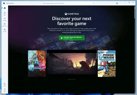 New Game Pass page in the Microsoft Store.