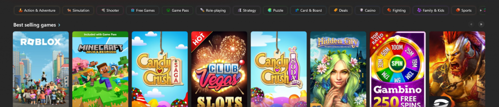 Navigate more easily between game categories in the Store. Navigate more easily between game categories in the Store.