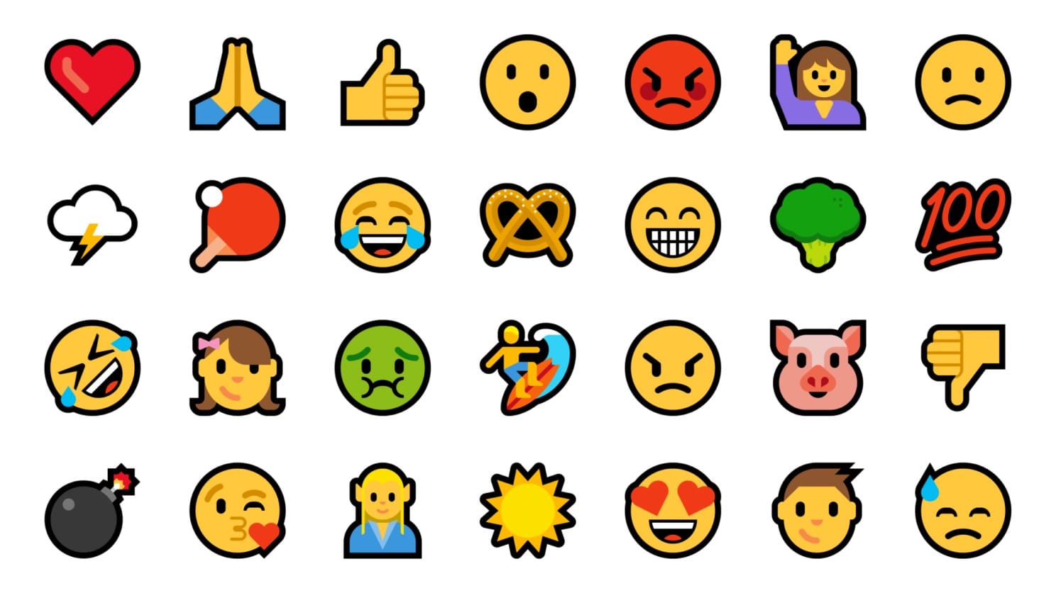 Image compiling an assortment of 28 or our old emojis.